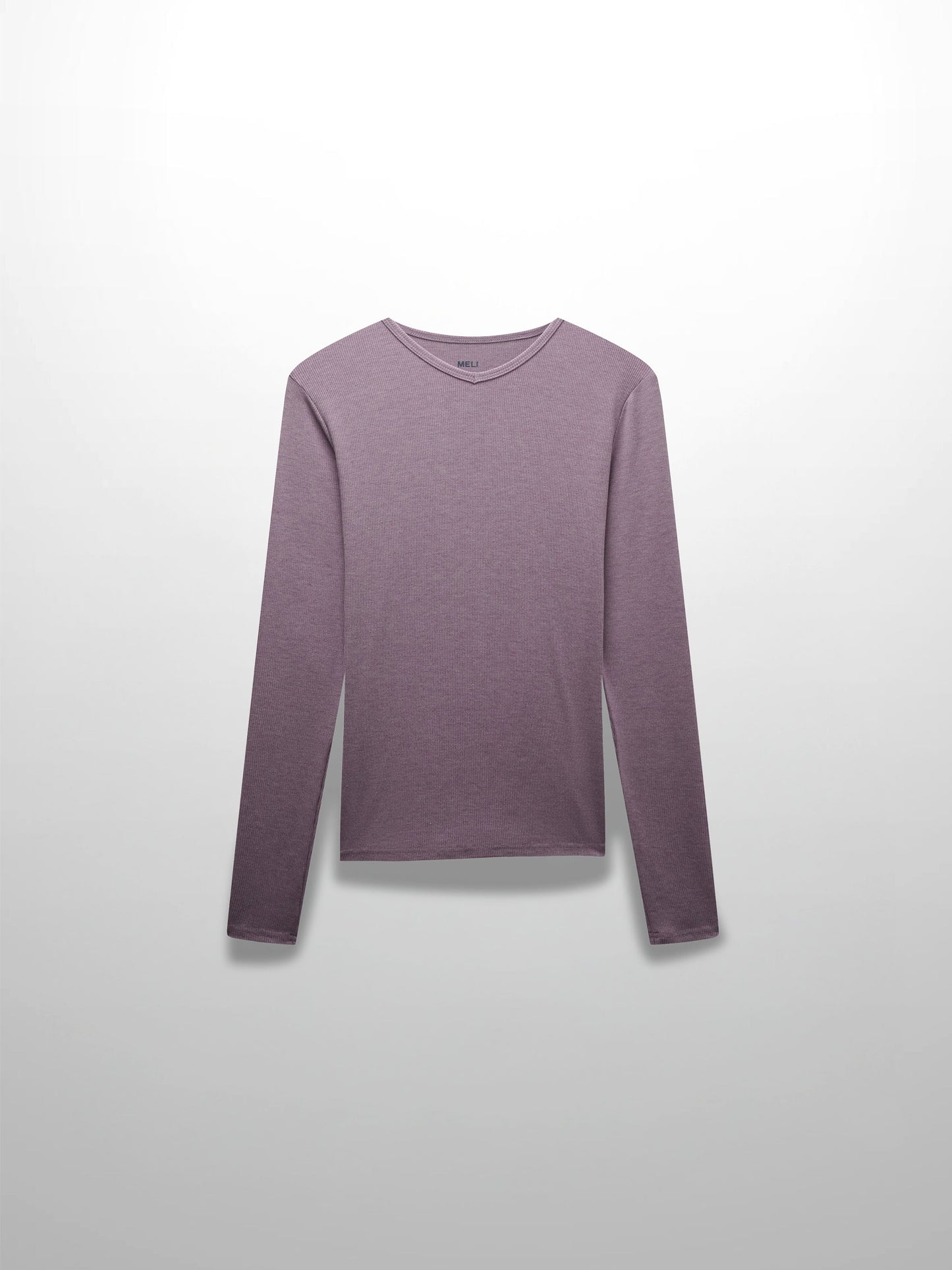 RIBBED HIGH V TEE LS-LIGHT PURPLE-0