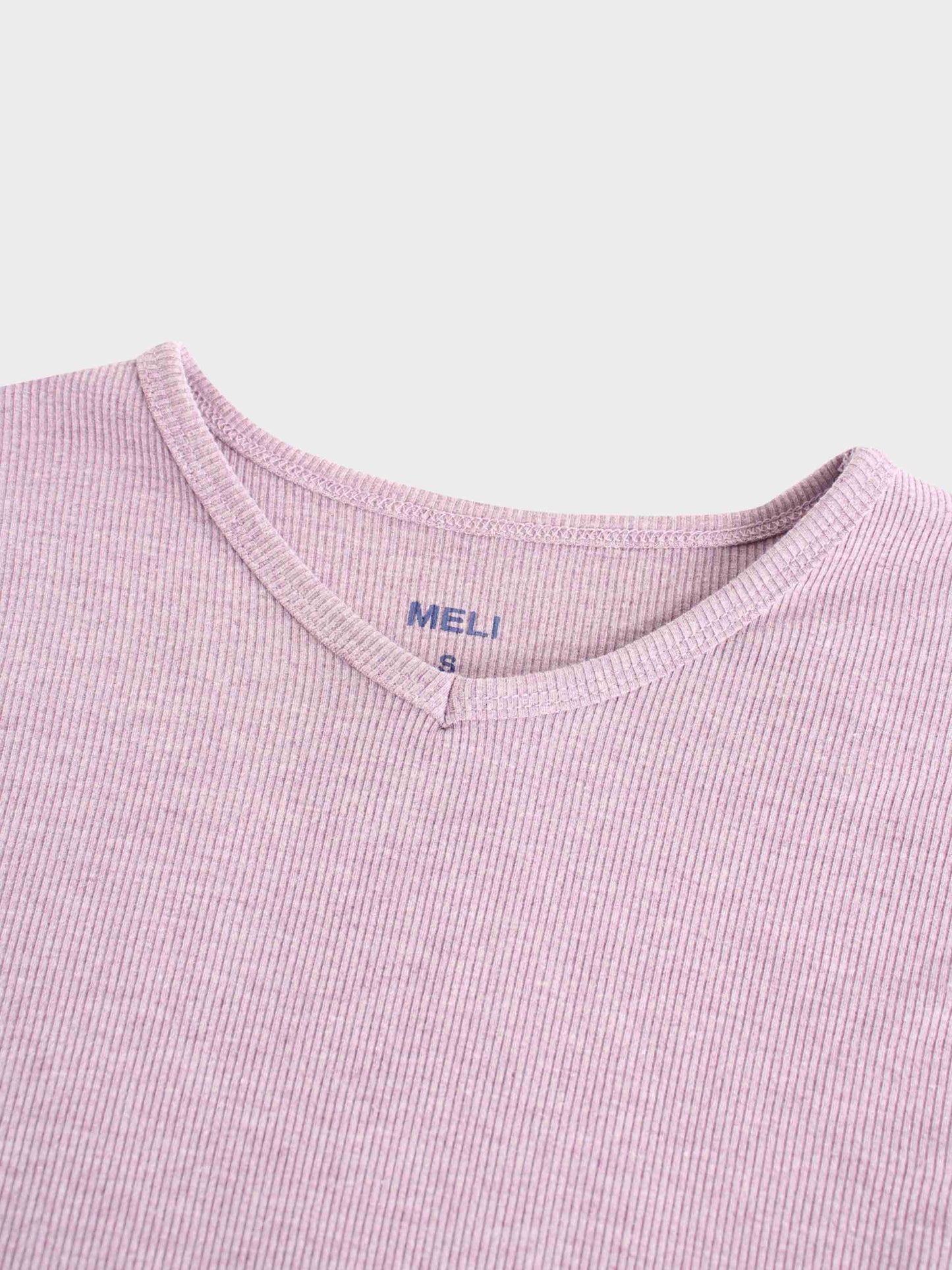 RIBBED HIGH V TEE LS-LIGHT PURPLE-2