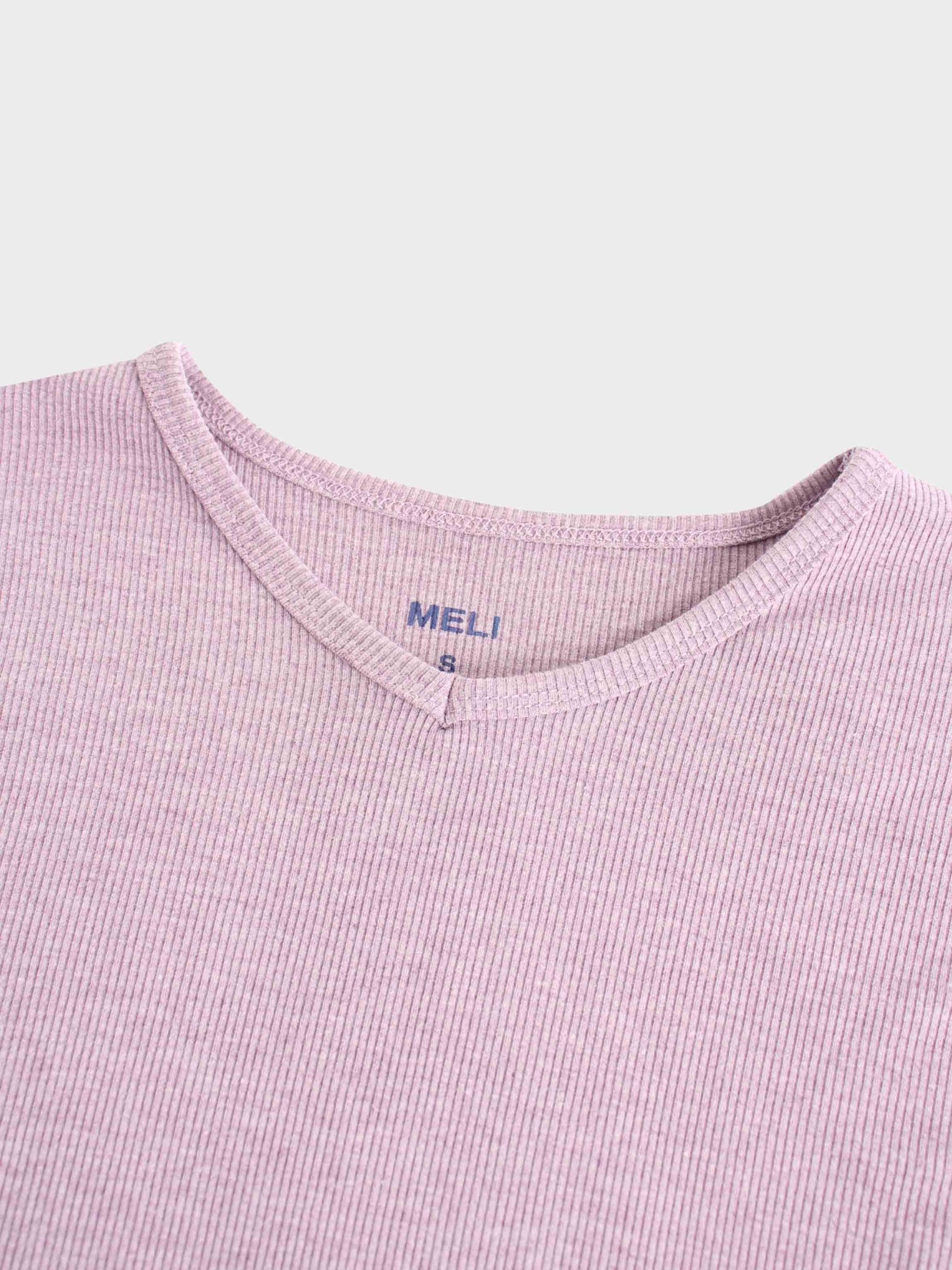 RIBBED HIGH V TEE LS-LIGHT PURPLE-2